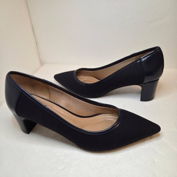 Abella True Comfort Alice Women’s Navy Blue Pointed Toe Mid-Heel Pumps - 7.5 - Picture 4 of 12